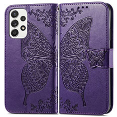 Funda de Cuero Cartera con Soporte Mariposa Carcasa para Samsung Galaxy A33 5G Morado