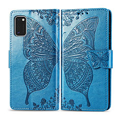 Funda de Cuero Cartera con Soporte Mariposa Carcasa para Samsung Galaxy A41 Azul