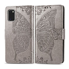 Funda de Cuero Cartera con Soporte Mariposa Carcasa para Samsung Galaxy A41 Gris