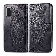 Funda de Cuero Cartera con Soporte Mariposa Carcasa para Samsung Galaxy A41 Negro