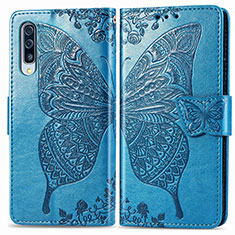 Funda de Cuero Cartera con Soporte Mariposa Carcasa para Samsung Galaxy A50 Azul