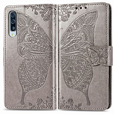 Funda de Cuero Cartera con Soporte Mariposa Carcasa para Samsung Galaxy A50 Gris