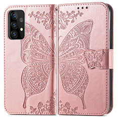 Funda de Cuero Cartera con Soporte Mariposa Carcasa para Samsung Galaxy A52 4G Rosa