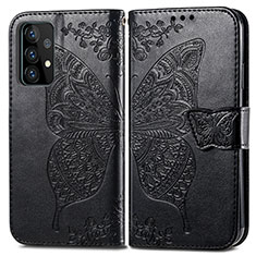 Funda de Cuero Cartera con Soporte Mariposa Carcasa para Samsung Galaxy A52 5G Negro