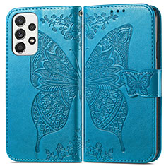 Funda de Cuero Cartera con Soporte Mariposa Carcasa para Samsung Galaxy A53 5G Azul