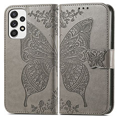 Funda de Cuero Cartera con Soporte Mariposa Carcasa para Samsung Galaxy A53 5G Gris