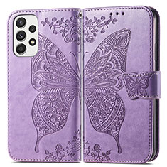 Funda de Cuero Cartera con Soporte Mariposa Carcasa para Samsung Galaxy A53 5G Purpura Claro