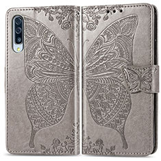 Funda de Cuero Cartera con Soporte Mariposa Carcasa para Samsung Galaxy A70 Gris