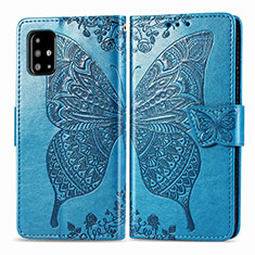 Funda de Cuero Cartera con Soporte Mariposa Carcasa para Samsung Galaxy A71 5G Azul