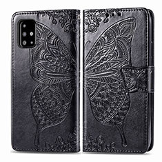 Funda de Cuero Cartera con Soporte Mariposa Carcasa para Samsung Galaxy A71 5G Negro