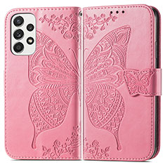 Funda de Cuero Cartera con Soporte Mariposa Carcasa para Samsung Galaxy A73 5G Rosa Roja