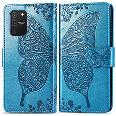 Funda de Cuero Cartera con Soporte Mariposa Carcasa para Samsung Galaxy A91 Azul