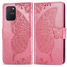 Funda de Cuero Cartera con Soporte Mariposa Carcasa para Samsung Galaxy A91 Rosa Roja