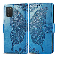 Funda de Cuero Cartera con Soporte Mariposa Carcasa para Samsung Galaxy F02S SM-E025F Azul