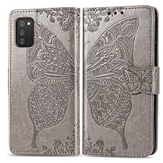 Funda de Cuero Cartera con Soporte Mariposa Carcasa para Samsung Galaxy F02S SM-E025F Gris