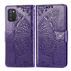 Funda de Cuero Cartera con Soporte Mariposa Carcasa para Samsung Galaxy F02S SM-E025F Morado