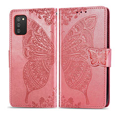 Funda de Cuero Cartera con Soporte Mariposa Carcasa para Samsung Galaxy F02S SM-E025F Rosa Roja