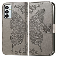 Funda de Cuero Cartera con Soporte Mariposa Carcasa para Samsung Galaxy F23 5G Gris