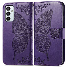 Funda de Cuero Cartera con Soporte Mariposa Carcasa para Samsung Galaxy F23 5G Morado