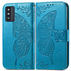 Funda de Cuero Cartera con Soporte Mariposa Carcasa para Samsung Galaxy F52 5G Azul