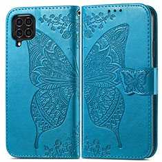 Funda de Cuero Cartera con Soporte Mariposa Carcasa para Samsung Galaxy F62 5G Azul