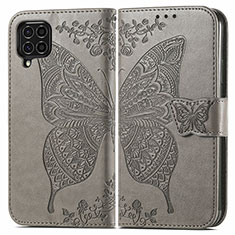 Funda de Cuero Cartera con Soporte Mariposa Carcasa para Samsung Galaxy F62 5G Gris