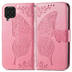 Funda de Cuero Cartera con Soporte Mariposa Carcasa para Samsung Galaxy F62 5G Rosa Roja