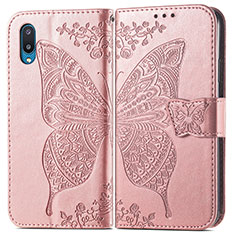 Funda de Cuero Cartera con Soporte Mariposa Carcasa para Samsung Galaxy M02 Rosa