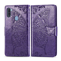 Funda de Cuero Cartera con Soporte Mariposa Carcasa para Samsung Galaxy M11 Morado