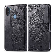 Funda de Cuero Cartera con Soporte Mariposa Carcasa para Samsung Galaxy M11 Negro