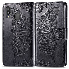 Funda de Cuero Cartera con Soporte Mariposa Carcasa para Samsung Galaxy M20 Negro