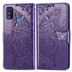 Funda de Cuero Cartera con Soporte Mariposa Carcasa para Samsung Galaxy M30s Morado