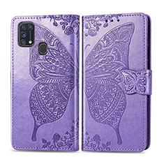 Funda de Cuero Cartera con Soporte Mariposa Carcasa para Samsung Galaxy M31 Prime Edition Purpura Claro