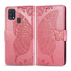 Funda de Cuero Cartera con Soporte Mariposa Carcasa para Samsung Galaxy M31 Prime Edition Rosa Roja
