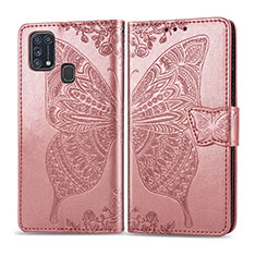 Funda de Cuero Cartera con Soporte Mariposa Carcasa para Samsung Galaxy M31 Rosa