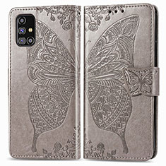 Funda de Cuero Cartera con Soporte Mariposa Carcasa para Samsung Galaxy M31s Gris