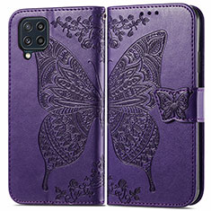 Funda de Cuero Cartera con Soporte Mariposa Carcasa para Samsung Galaxy M32 4G Morado