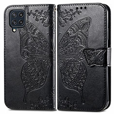 Funda de Cuero Cartera con Soporte Mariposa Carcasa para Samsung Galaxy M32 4G Negro