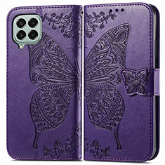 Funda de Cuero Cartera con Soporte Mariposa Carcasa para Samsung Galaxy M33 5G Morado