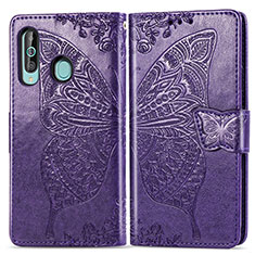 Funda de Cuero Cartera con Soporte Mariposa Carcasa para Samsung Galaxy M40 Morado