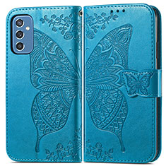 Funda de Cuero Cartera con Soporte Mariposa Carcasa para Samsung Galaxy M52 5G Azul