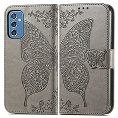 Funda de Cuero Cartera con Soporte Mariposa Carcasa para Samsung Galaxy M52 5G Gris