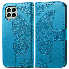 Funda de Cuero Cartera con Soporte Mariposa Carcasa para Samsung Galaxy M53 5G Azul