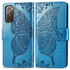 Funda de Cuero Cartera con Soporte Mariposa Carcasa para Samsung Galaxy S20 FE (2022) 5G Azul