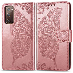 Funda de Cuero Cartera con Soporte Mariposa Carcasa para Samsung Galaxy S20 FE (2022) 5G Rosa