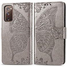 Funda de Cuero Cartera con Soporte Mariposa Carcasa para Samsung Galaxy S20 FE 4G Gris