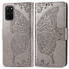 Funda de Cuero Cartera con Soporte Mariposa Carcasa para Samsung Galaxy S20 Plus Gris