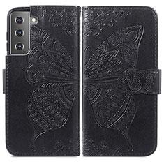 Funda de Cuero Cartera con Soporte Mariposa Carcasa para Samsung Galaxy S21 FE 5G Negro