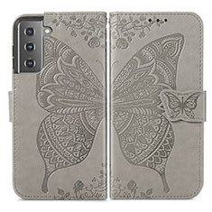 Funda de Cuero Cartera con Soporte Mariposa Carcasa para Samsung Galaxy S22 Plus 5G Gris