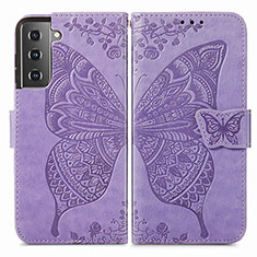 Funda de Cuero Cartera con Soporte Mariposa Carcasa para Samsung Galaxy S23 5G Purpura Claro